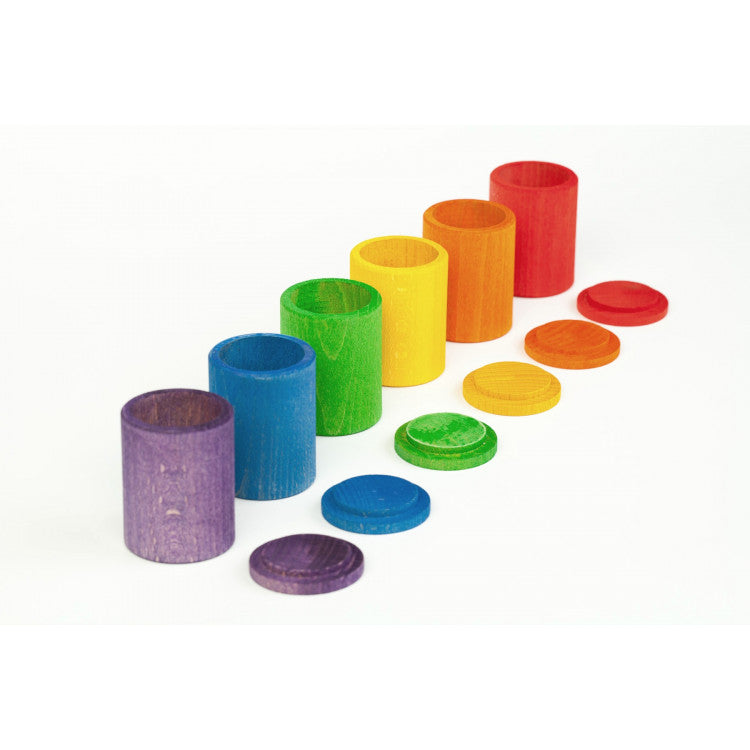 6 pots arc-en-ciel avec couvercle