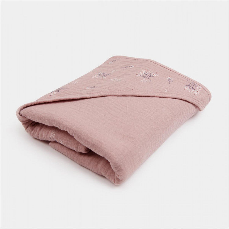 Cape de bain XL en mousseline de coton - Pink Heather