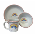 Ensemble vaisselle enfant en émail - Motif arc-en-ciel