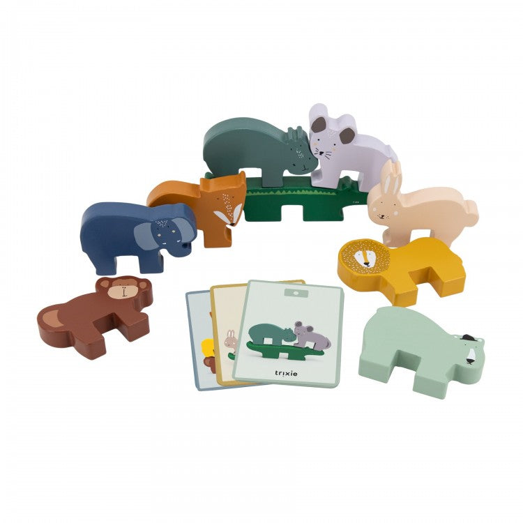 Jeu d'empilage - Animaux en bois