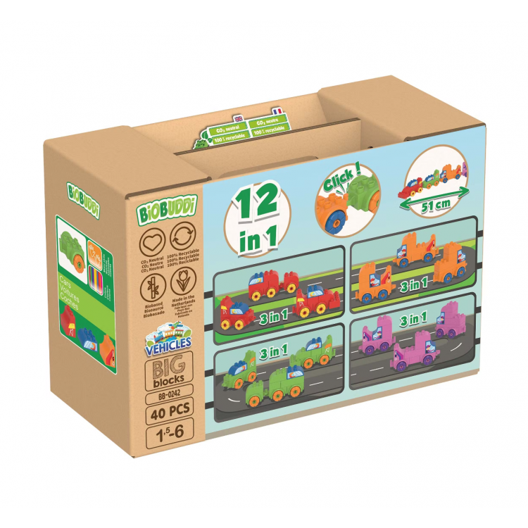 Voitures et blocs et bioplastique - ensemble 12-en-1