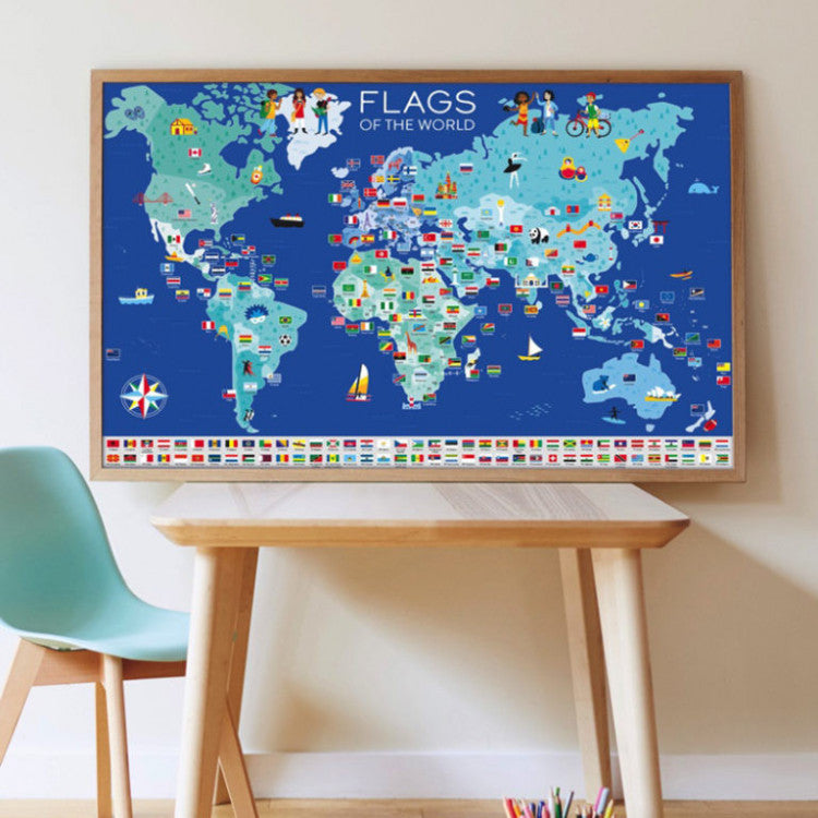 Poster éducatif 200 stickers - Drapeaux du monde