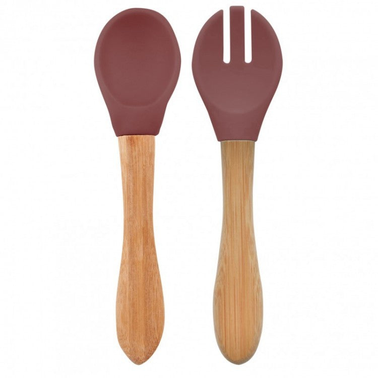 Set de 2 couverts en silicone et bambou