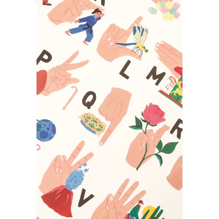 Affiche abécédaire - langue des signes illustrée