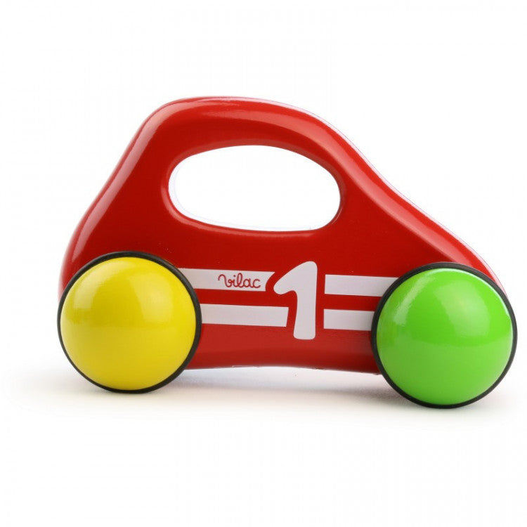 Voiture 1er âge en bois vernis