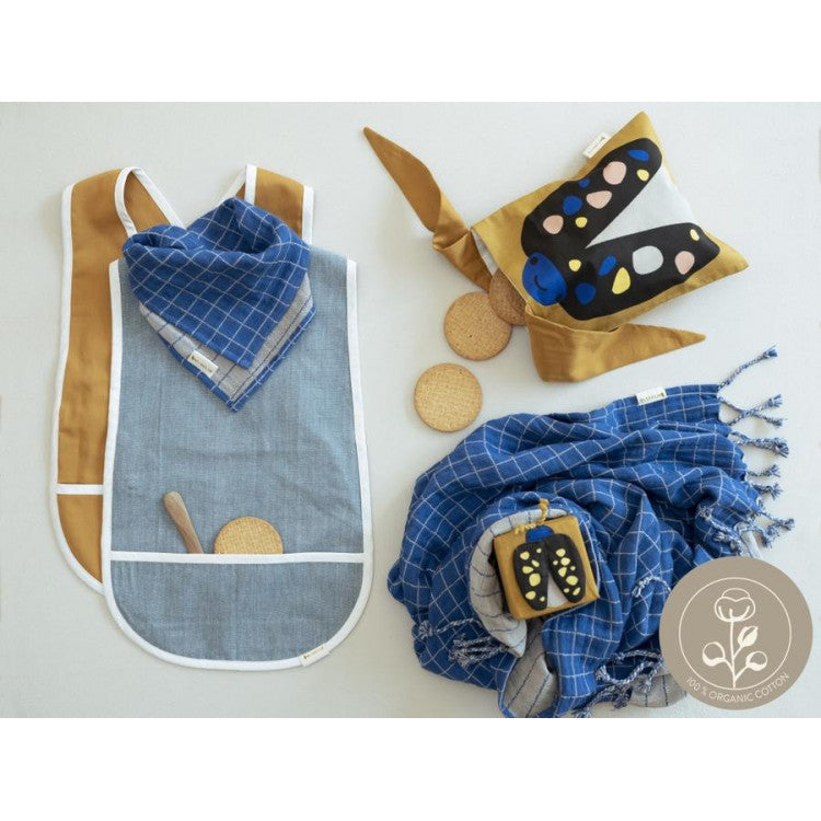 Bavoir bandana carreaux mousseline coton