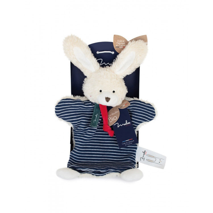 Doudou bio lapin marionnette