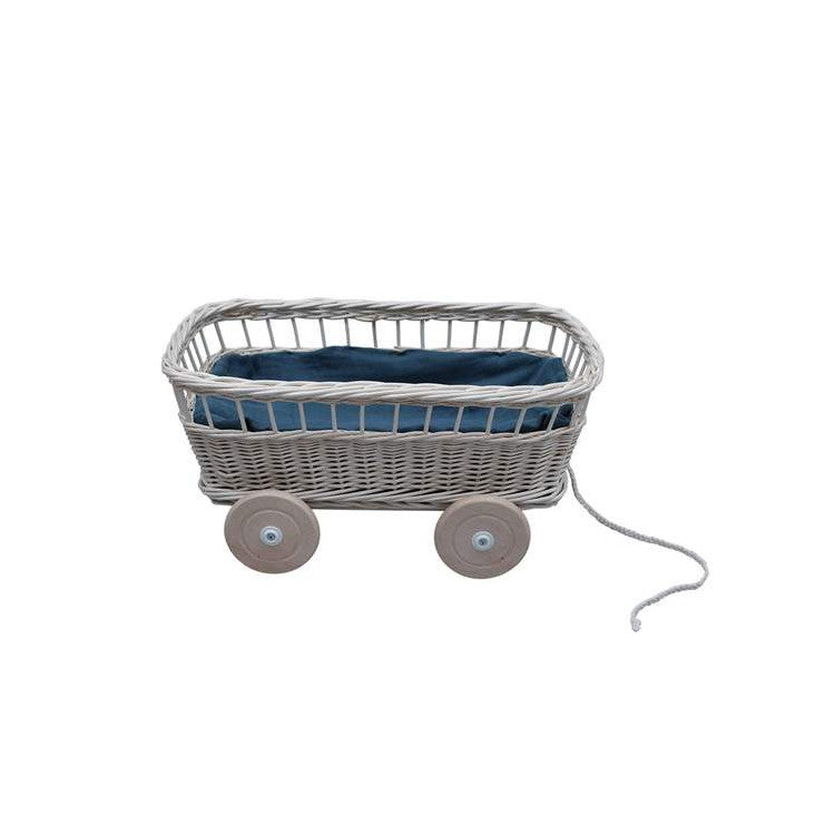 Chariot en osier pour poupées