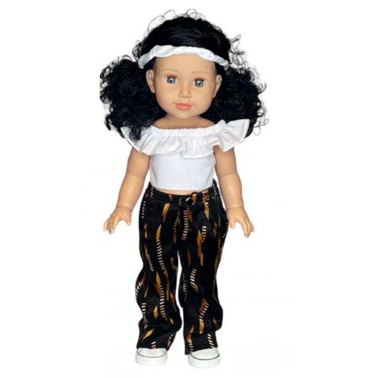 Poupée Elisa - cheveux frisés noirs