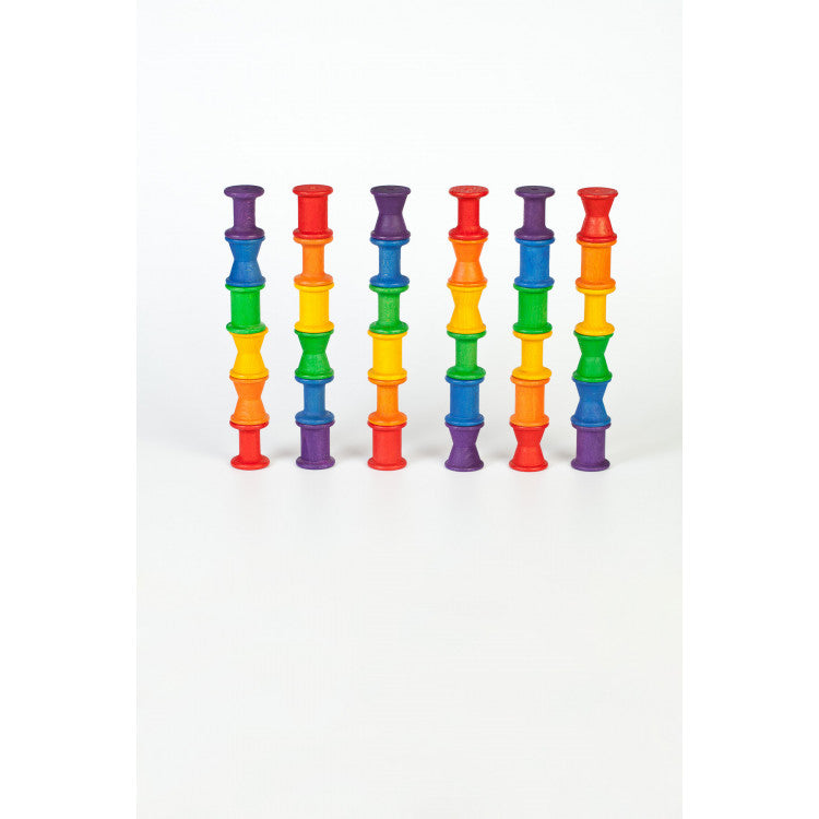 Bobines multicolores en bois - Jeu libre