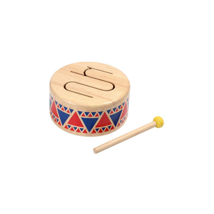 Tambour en bois et sa baguette
