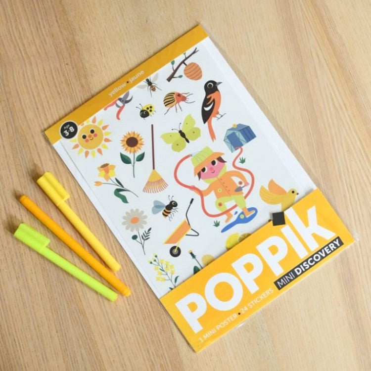Mini poster 26 stickers - Jardin jaune