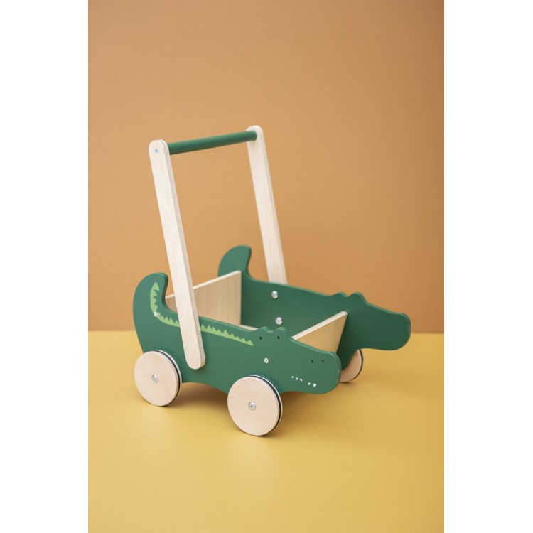 Chariot à pousser en bois Crocodile