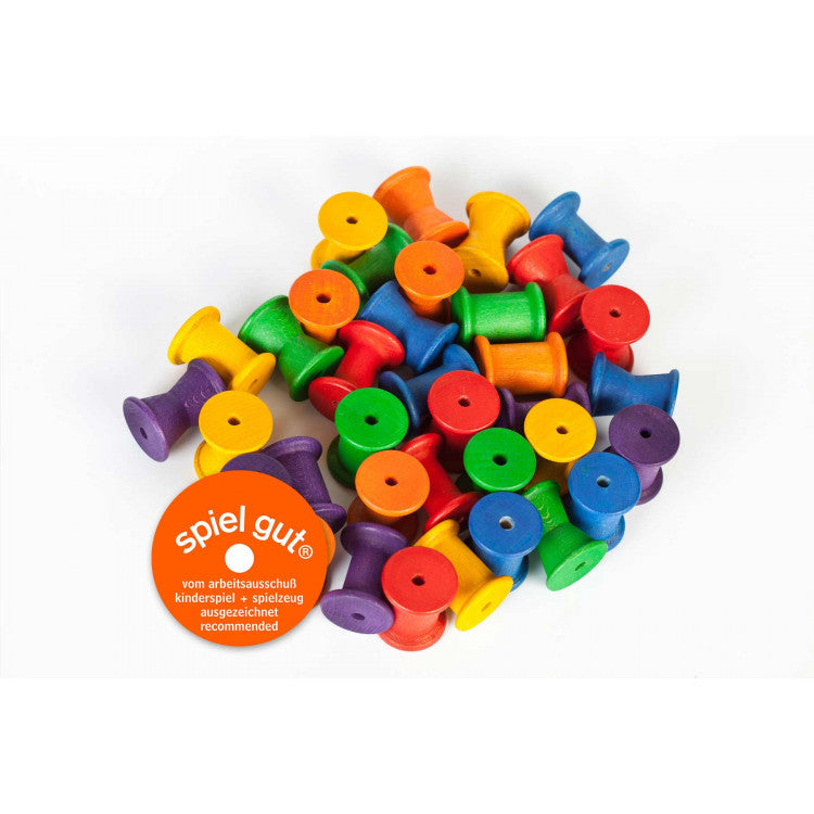 Bobines multicolores en bois - Jeu libre