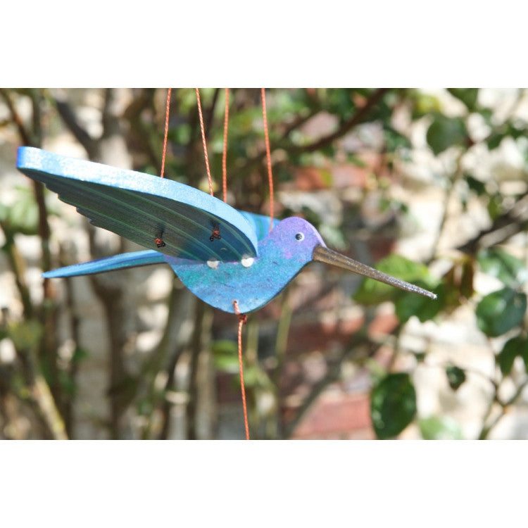 Mobile en bois fait main - Colibri bleu