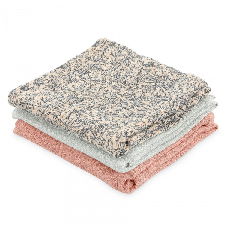 Lot de 3 langes en mousseline de coton bio