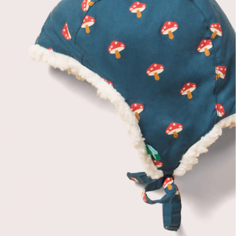 Bonnet fourré sherpa - motif Champignons
