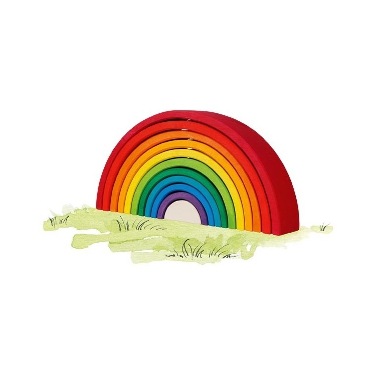 Jeu de construction arc-en-ciel en bois 11 pièces