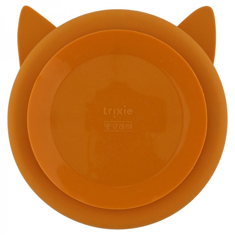 Assiette à compartiments et ventouse en silicone - Renard