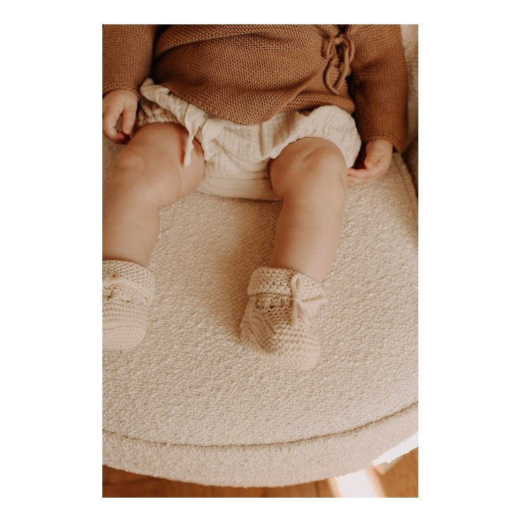 Chaussons de naissance en maille coton et laine