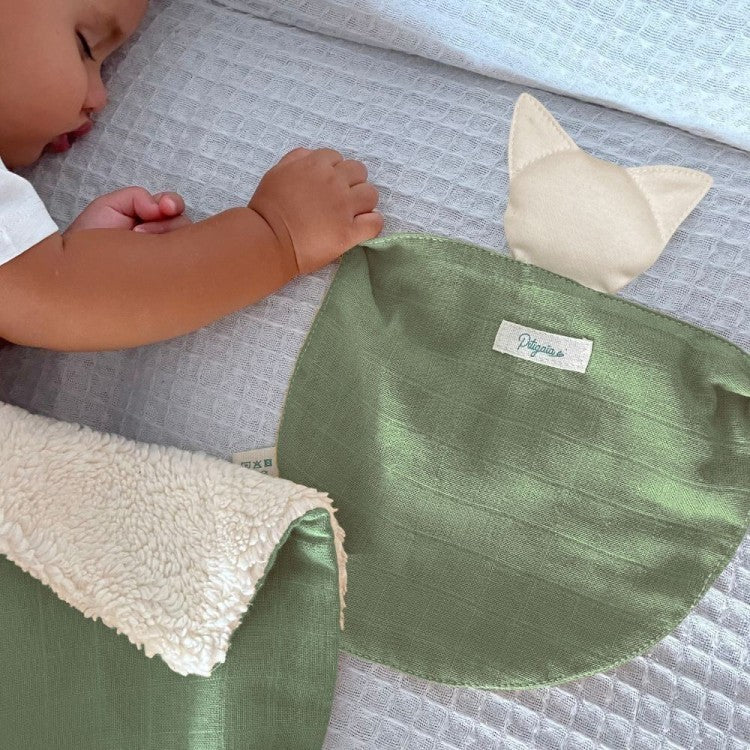 Doudou plat chat en coton bio