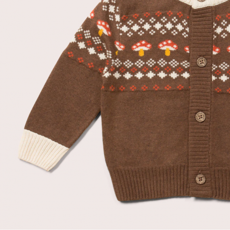 Cardigan bébé en coton bio - motif Champignons