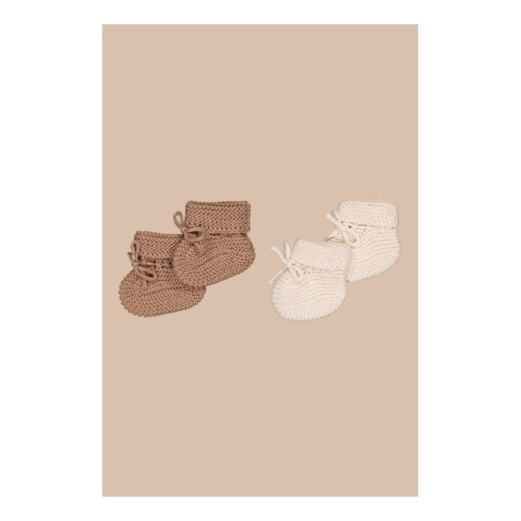 Chaussons de naissance en maille coton et laine