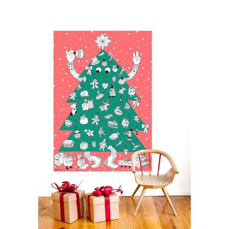 Poster à colorier et décorer - Sapin de Noël géant