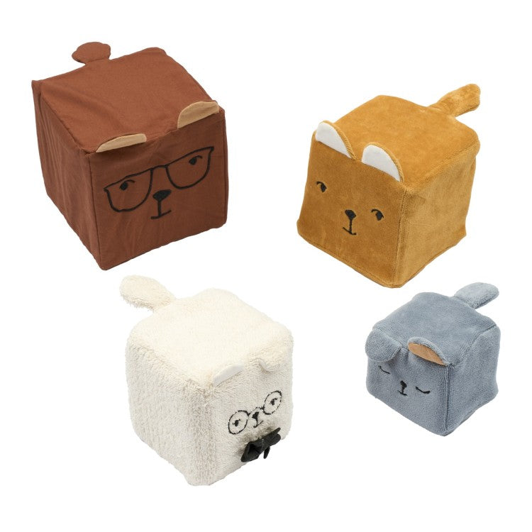 Cubes d'éveil Ours en coton bio à empiler