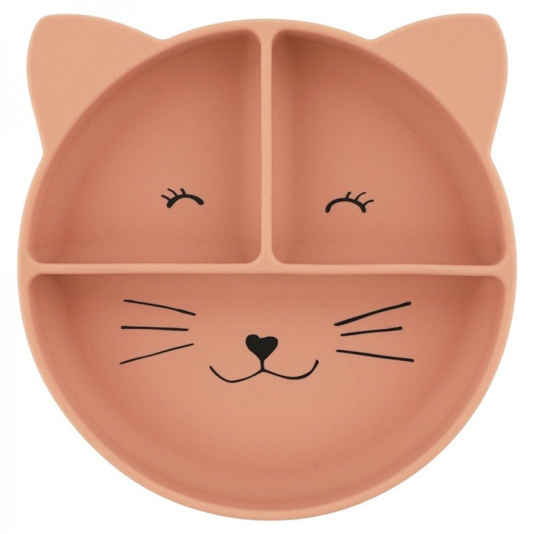 Assiette à compartiments et ventouse en silicone - Chat