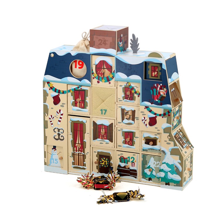 Calendrier de l’avent en bois - Maison à remplir