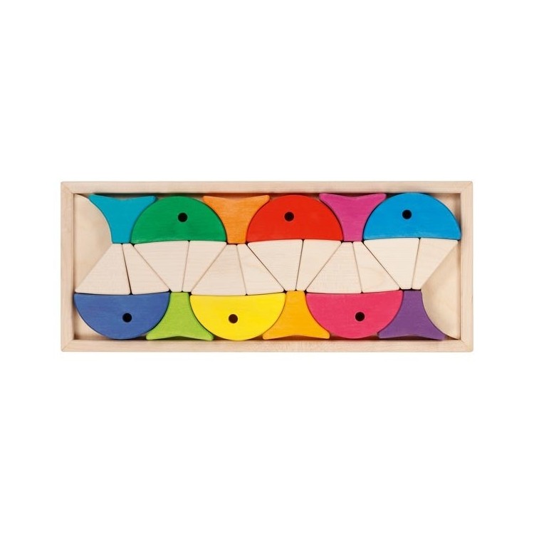 Coffret de construction et puzzle poissons colorés