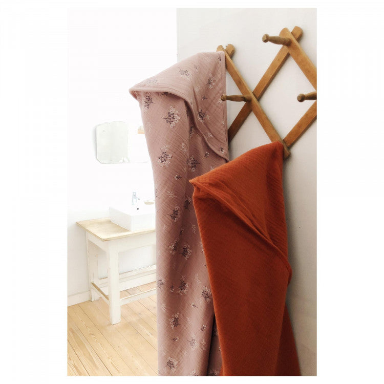 Cape de bain XL en mousseline de coton - Pink Heather
