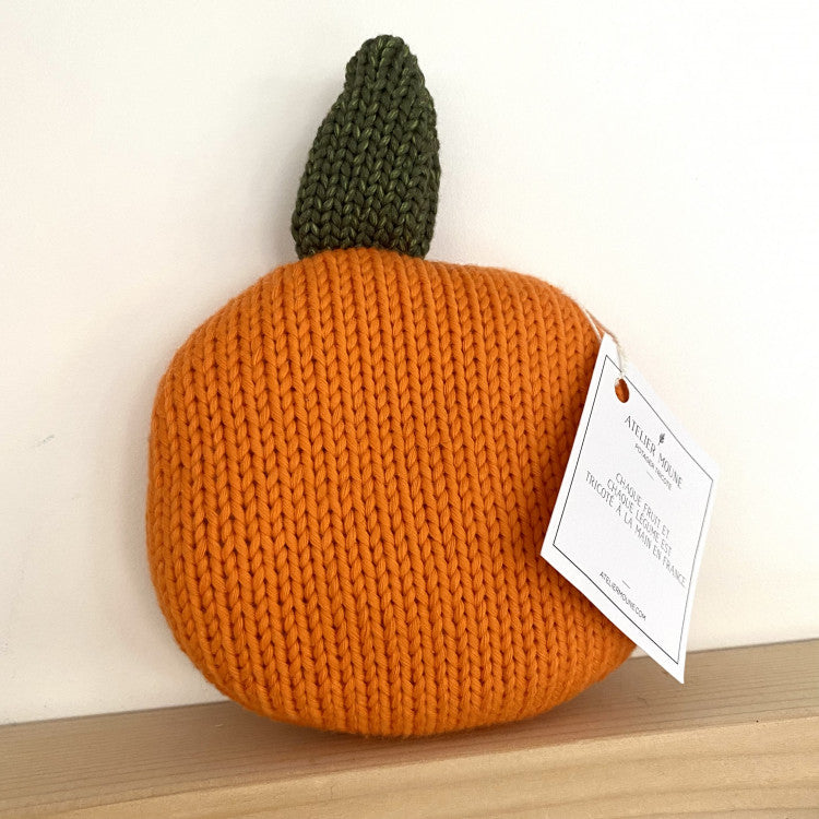 Doudou Fruit en tricot fait main - Orange