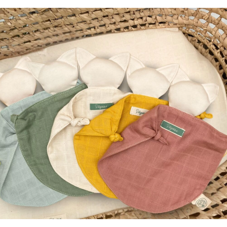 Doudou plat chat en coton bio