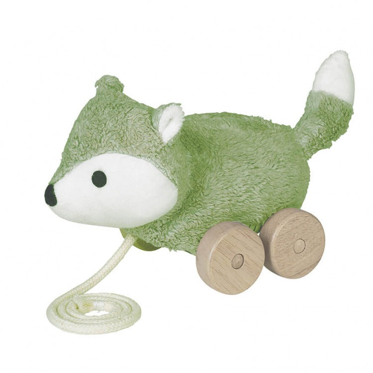 Jouet à tirer renard vert