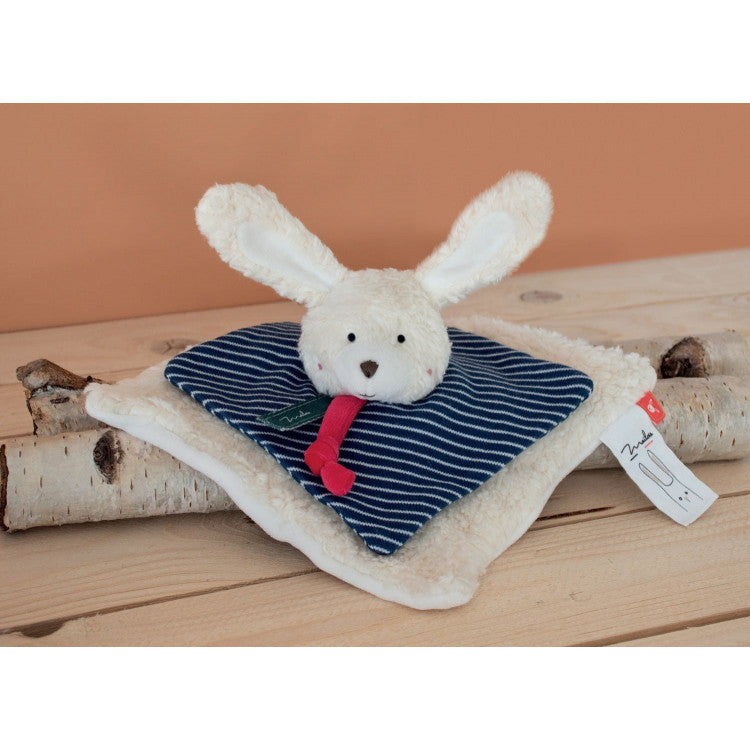Doudou plat Lapin coton bio grand modèle 25cm