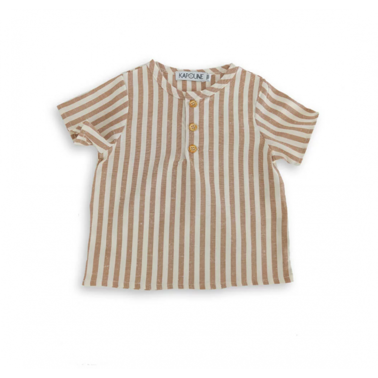 Blouse à manches courtes en coton bio rayé