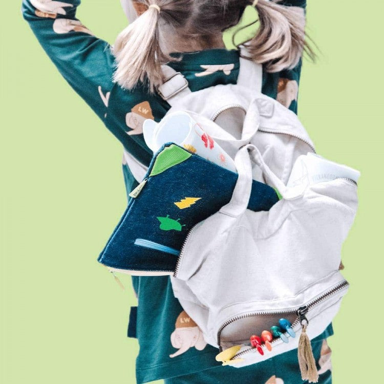 Trousse écolier Denim brodée - Espace