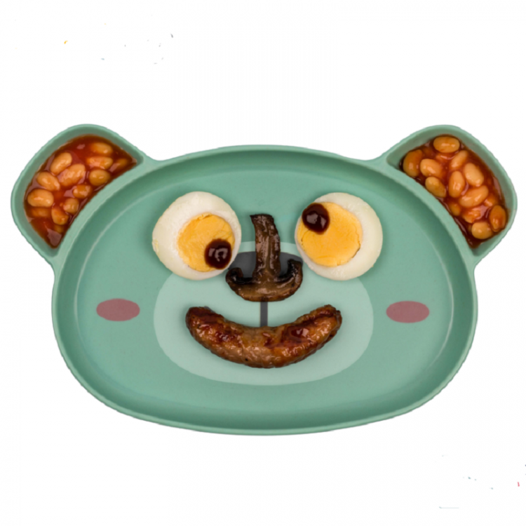 Assiette bambou biodégradable à ventouse