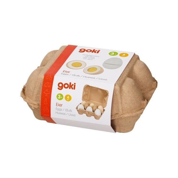 Œufs en bois avec scratch, boîte de 6
