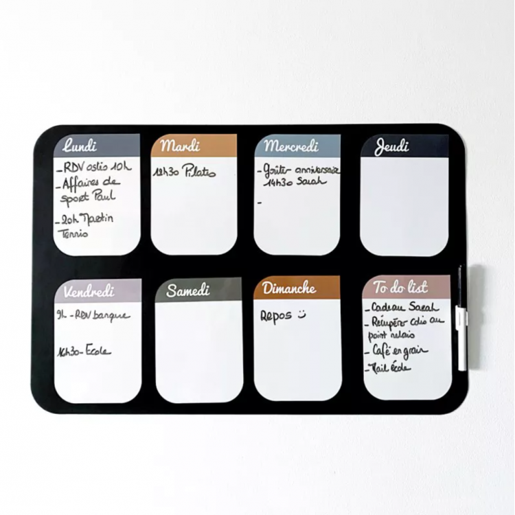Tableau magnétique organisateur hebdomadaire