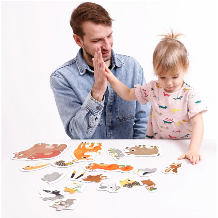 Puzzles progressifs 2 à 6 pièces - Animaux de la forêt