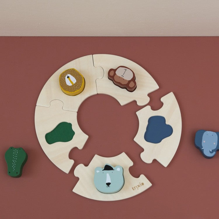 Puzzle encastrement rond en bois