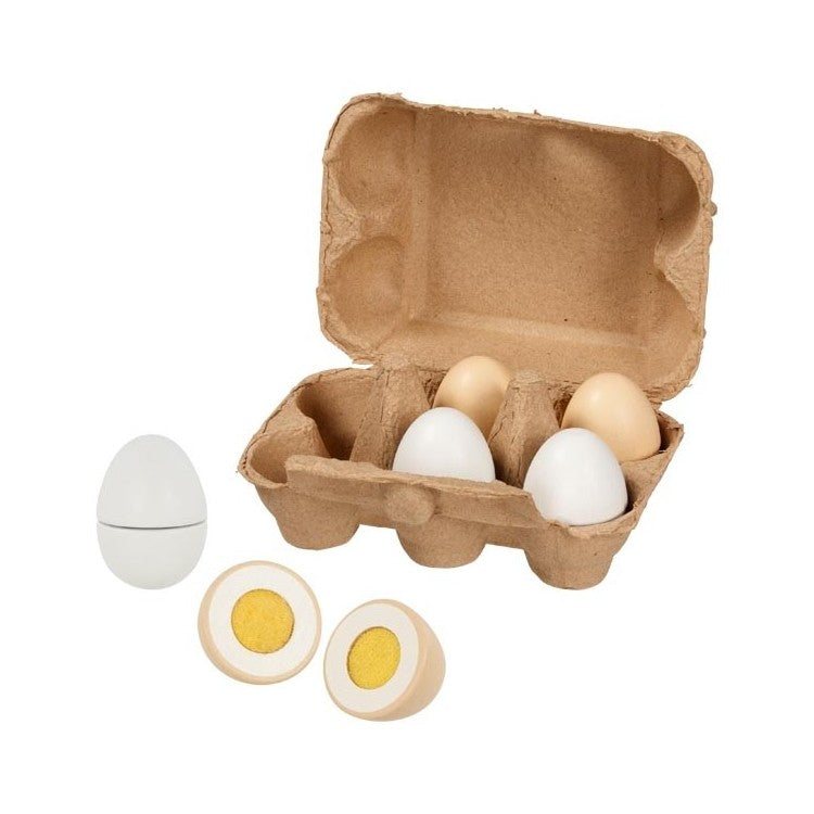 Œufs en bois avec scratch, boîte de 6