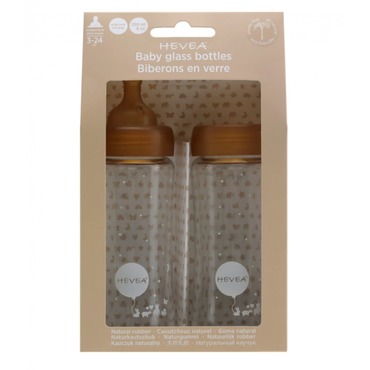 Lot de 2 biberons en verre et caoutchouc - 250 ml "zéro plastique"