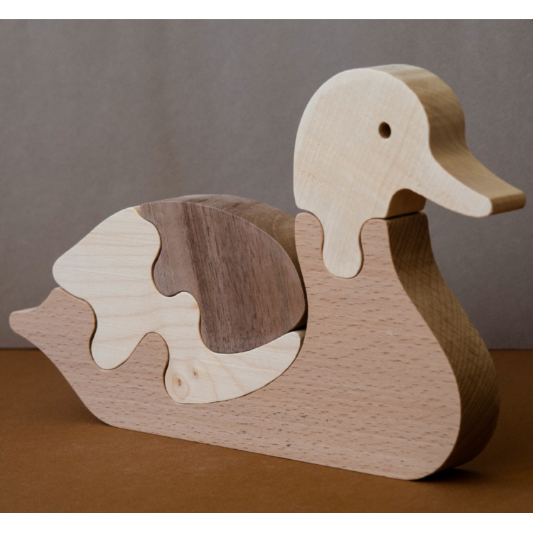 Puzzle déco canard en bois naturel