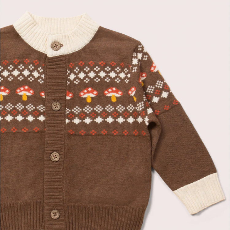 Cardigan bébé en coton bio - motif Champignons