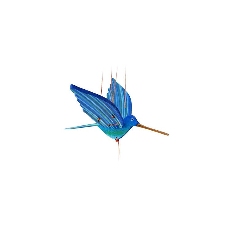 Mobile en bois fait main - Colibri bleu