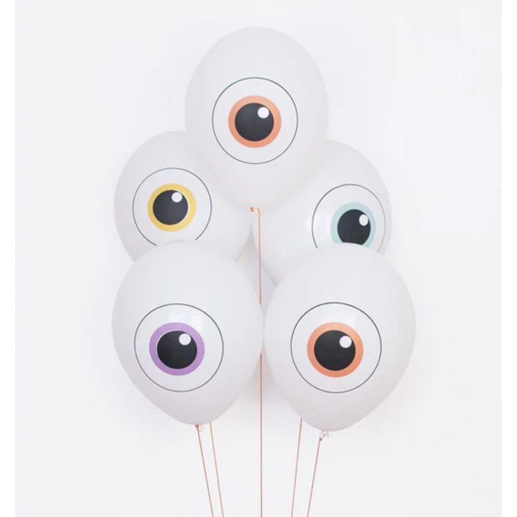 5 ballons de baudruche imprimés "Œil"
